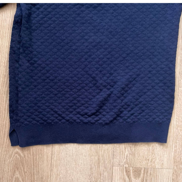 Ann Taylor Small Navy Knit Short Sleeve Knit Sweater Shirt - Picture 2 of 8